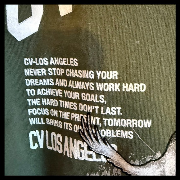 NWT CV Los Angeles Tillys Peace Balance Graphic T-Shirt Mens Olive Green Size: L - Picture 3 of 6